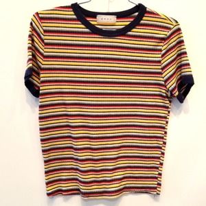 Gaze Girl's T-Shirt Multi Color Striped Casual‎ School Girl's Size L